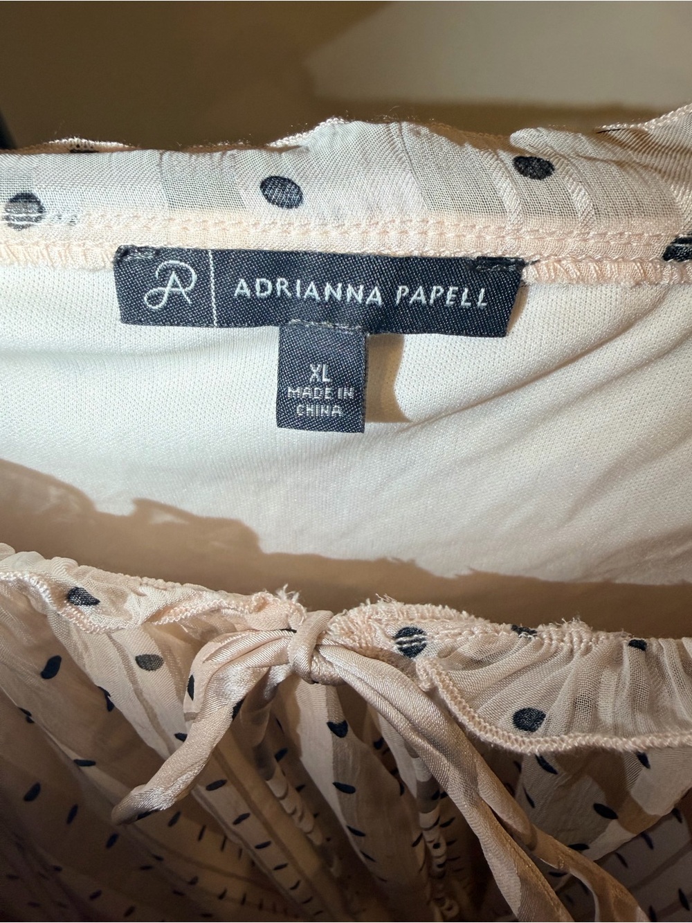 Adrianna Papell Cream Midi Skirt with Black Polka Dots